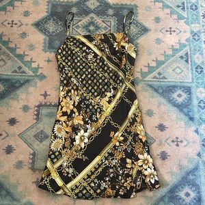 Printed silky mini dress